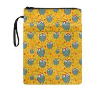NETILGEN Owl Heart Yellow Book Sleeve for Book Lovers Gifts, 11.4" x 8.7" Zipper Book Protector Paperback Hardcover Notebook Book Cover for Teen, Adult, Student