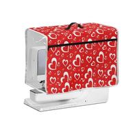 NETILGEN Protective Dust Cover for Household Sewing Machine, Transparent Side and Top Handle Quilted Dust Cover for Sewing Machines Valentine's Day Love Hearts Print