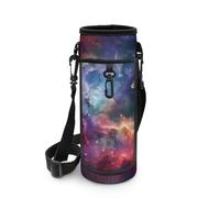 NETILGEN Purple Blue Starry Sky Water Bottle Carrier Bag with Adjustable Strap and Pocket Mens Boys Water Bottle Sleeve Pouch Sling Bag for Sports Hiking Cycling