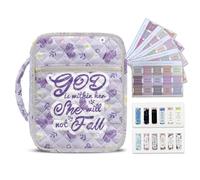NETILGEN Purple Floral Butterfly Bible Cover Carrying Case for Women, Large Quilted Bible Case with Handles Book Tabs Magnetic Bookmard, Scripture Study Supplies