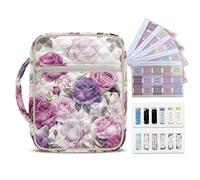 NETILGEN Purple Rose Bible Cover for Women Tote Bag with Handle Book Tabs and Magnetic Bookmarks Large Quilted Bible Cover Carrying Case Study Supplies