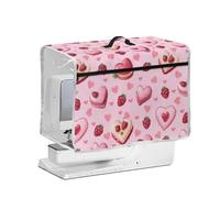 NETILGEN Raspberry Love Hearts Sewing Machine Protector Cover with Transparent Side & Top Handle, Quilted Cover for Household Sewing Machines Valentine's Day Decor