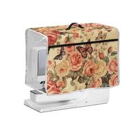 NETILGEN Rose Butterfly Quilted Protective Cover for Sewing Machine with Transparent Side, Top Handle and Zipper Pocket Household Sewing Machine Protector Dust Cover