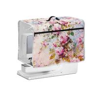 NETILGEN Sewing Machine Dust Cover with Transparent Side, Top Handle and Front Zipper Pocket Universal Size Quilted Protective Dust Cover for Most Sewing Machines Vintage Rose Flowers