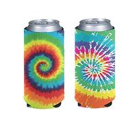 NETILGEN Slim Bottle Insulator Cover, Rainbow Tie Dye Bottles Cooler Cover, 2pcs Skinny Can Beer Sleeves Cooize Cover, Parties Camp Fade Resistant