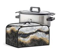 NETILGEN Slow Cooker Cover Crock Pot Dust Cover Compatible with Most Oval Slower Cookers, Dust Protection Stain Resistant Machine Washable Easy to Clean, Black White Gold Marble