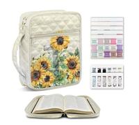 NETILGEN Sunflower Blossom Large Quilted Bible Cover with Handle, Bible Study Supplies Carrying Case with Laminated Book Tabs and Magnetic Bookmark
