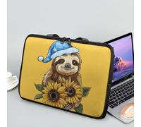 NETILGEN Sunflower Sloth Laptop Protective Case for Men, 10 Inch Sleeve Compatible for Business Work School Travel Top Handle Handbags