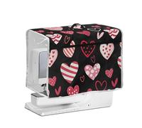 NETILGEN Valentine's Day Love Hearts Pattern Sewing Machine Dust Cover with Transparent Side, Top Handle and Convenient Pocket Protective Cover for Household Sewing Machine