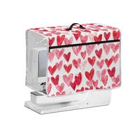 NETILGEN Valentine's Day Love Hearts Protective Cover for Sewing Machine Dust Cover with Transparent Side & Top Handle for Household Sewing Machines