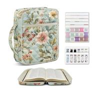 NETILGEN Vintage Flowers Bible Cover Case for Women, Large Quilted Bible Bag Carrying Case with Sturdy Handle Book Protector Scripture Study Supplies