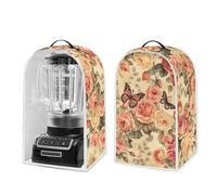 NETILGEN Vintage Rose Butterfly Transparent PVC Dust Cover for Kitchen Appliance Blender Cover with Top Handle, Kitchen Stand Mixer Coffee Maker Food Processor Protector