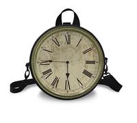 NETILGEN Womens Mini Round Bag Carry on Bag PU Leather Backpack Purse Fanny Pack Zipper Shoulder Bag Purse Organizer Work Bag, Clock-Number