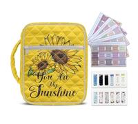 NETILGEN Yellow Sunflower Bible Cover Case for Women Large Quilted Bible Carrying Case with Handle Church Scripture Study Supplies Christian Gifts