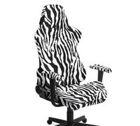 NETILGEN Zebra Stripes Gaming Chair Cover with Armrest 4 Pieces, Stretchable Zipper Slipcover for Computer Chair, Office Chair Protector Cover