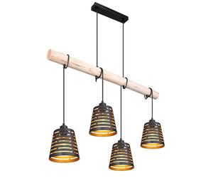 Netlighting Ablona Bar Pendant Ceiling Light Matt Black 4x E27 Netlighting Black