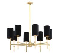 Netlighting Abruzzo Multi Arm Pendant Ceiling 8 Light Black Brushed Brass in Gold Netlighting Gold