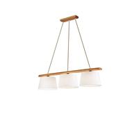 Netlighting Aida Bar Pendant Ceiling Light With Fabric Shade Oak Rustic 3x E27 in Brown Netlighting Brown