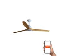 Netlighting Alo Large 3 Blade Ceiling Fan White Wood Light Smart in Brown Netlighting Brown