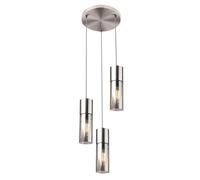 Netlighting Annika Cluster Pendant Ceiling Light Nickel Matt Glass Shade 3x E27 in Grey Netlighting Grey