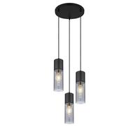 Luminosa Lighting Luminosa Annika Cluster Pendant Ceiling Light Matt Black Smoke Glass Shade 3X E27