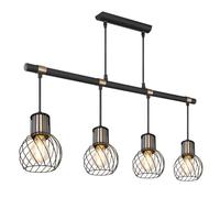 Netlighting Argusto Bar Pendant Ceiling Light Matt Black 4x E27 Netlighting Black
