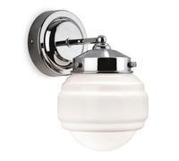 Netlighting Art 1 Light Bathroom Indoor Wall Light Chrome Opal White Glass IP44 E27 in Clear Netlighting Clear