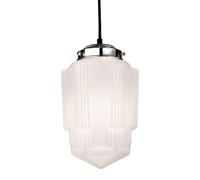Netlighting Art 1 Light Ceiling Pendant Chrome Opal White Glass E27 in Grey Netlighting Grey