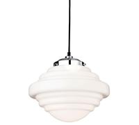 Netlighting Art 1 Light Ceiling Pendant Chrome Opal White Glass E27 in Grey Netlighting Grey