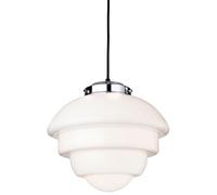 Netlighting Art 1 Light Ceiling Pendant Chrome Opal White Glass E27 in Grey Netlighting Grey