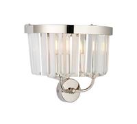 Netlighting Ascoli Wall Lamp Bright Nickel Plate & Clear Cut Glass 2 x 6W LED E14 in Grey Netlighting Grey