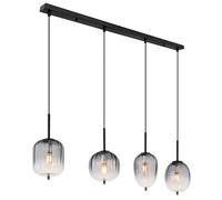 Luminosa Lighting Luminosa Attila Bar Pendant Ceiling Light Matt Black Smoke Glass Shade 4X E14