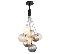 Luminosa Lighting Luminosa Ballgi Globe Pendant Ceiling Light Matt Black Balls Glass Shade 9X G9