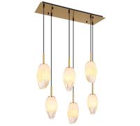 Netlighting Barcley Cluster Pendant Brass Coloured Opal Glass Shade 6x E14 in Yellow Netlighting Yellow