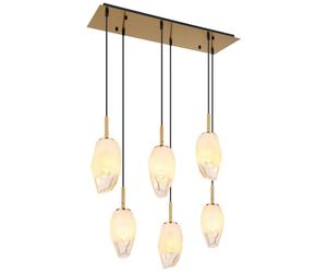 Netlighting Barcley Cluster Pendant Brass Coloured Opal Glass Shade 6x E14 in Yellow Netlighting Yellow