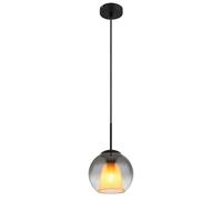 Netlighting Barry 20cm Dome Pendant Matt Black Ball Smoke Glass Shade 1x E27 Netlighting Black