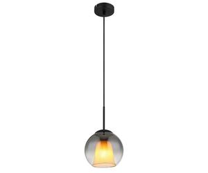 Netlighting Barry 20cm Dome Pendant Matt Black Ball Smoke Glass Shade 1x E27 Netlighting Black