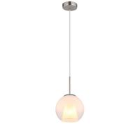 Netlighting Barry 20cm Dome Pendant Nickel Matt Ball Opal Glass Shade 1x E27 in Grey Netlighting Grey