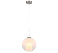 Netlighting Barry 25cm Dome Pendant Nickel Matt Ball Opal Glass Shade 1x E27 in Grey Netlighting Grey