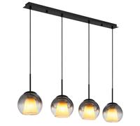 Netlighting Barry Bar Pendant Matt Black Balls Smoke Glass Shade 4x E27 Netlighting Black