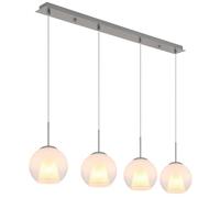 Netlighting Barry Bar Pendant Nickel Matt Balls Opal Glass Shade 4x E27 in Grey Netlighting Grey
