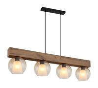 Netlighting Barry I Bar Pendant Ceiling Light Matt Black Amber Glass Shade 4x E27 Netlighting Black