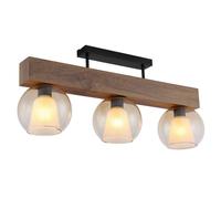 Netlighting Barry I Ceiling Spotlight Bar Matt Black Amber Glass Shade 3x E27 Netlighting Black