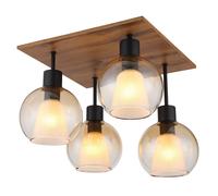 Netlighting Barry I Shade Cluster Ceiling Light Black Amber Glass Shade 4x E27 Netlighting Black
