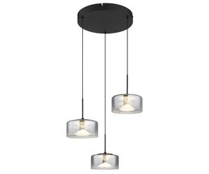 Netlighting Belinda Cluster Pendant Matt Black Smoke Glass Shade 3x LED 4000K Netlighting Black