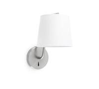 Luminosa Lighting Luminosa Berni 1 Light Indoor Wall Lamp Satin Nickel With White Shade, E27