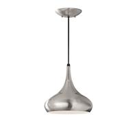 Elstead Lighting Elstead Feiss Beso Medium Single Light Brushed Steel Ceiling Pendant with Black Trim