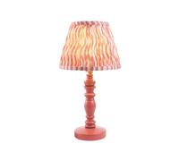 Luminosa Lighting Luminosa Bibury Satin Pink Clay Paint Table Lamp With Coral Pink Fabric Ripple Shade 20Cm B22