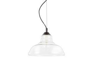 Netlighting Bistro 1 Light Dome Ceiling Pendant Black Clear Blown Glass Plate E27 Netlighting Black