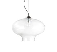 Netlighting Bistro 1 Light Dome Ceiling Pendant Black Clear Blown Glass Round E27 Netlighting Black